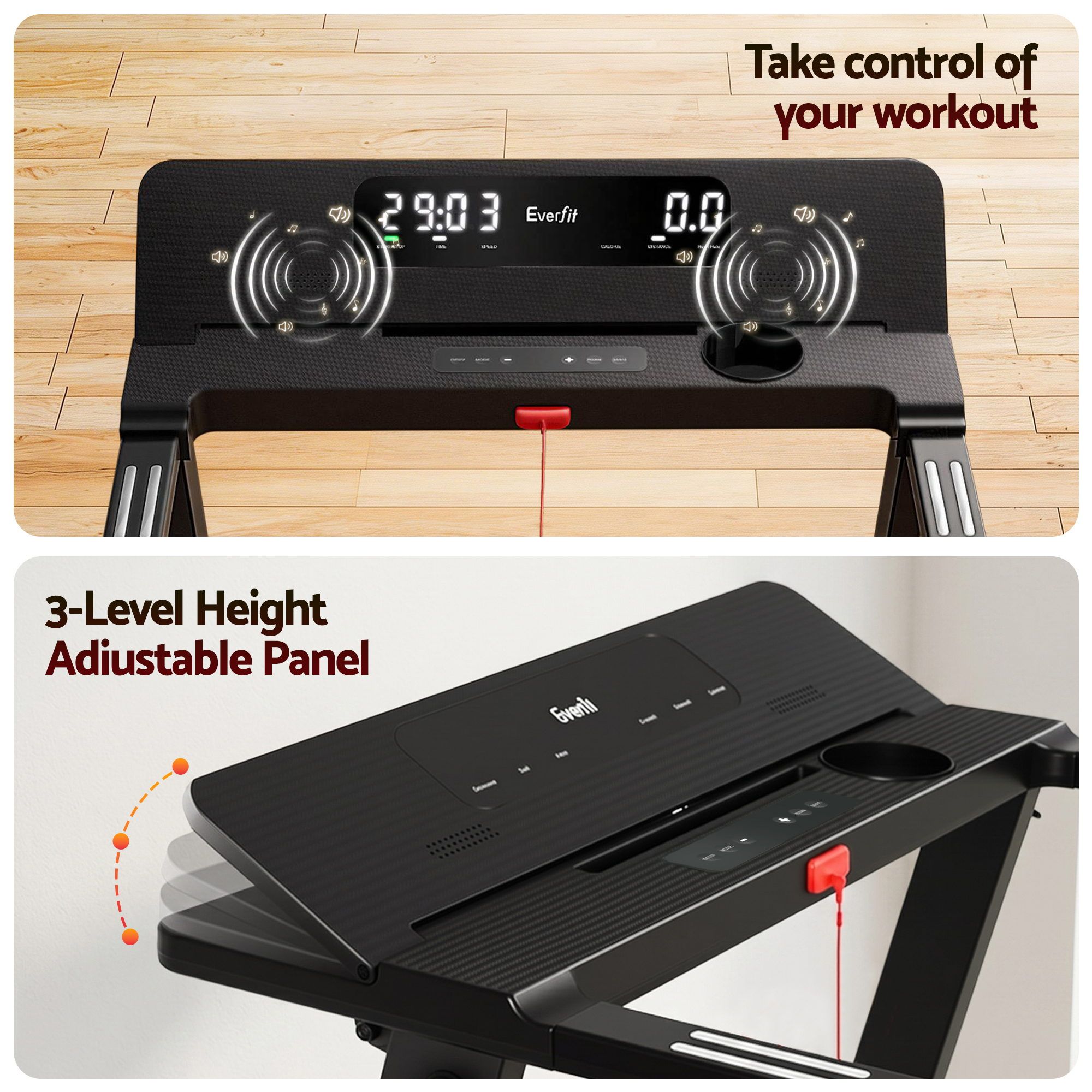 Everfit Treadmill Electric Home Gym Fitness Exercise Fully Foldable 450mm Black — image 6