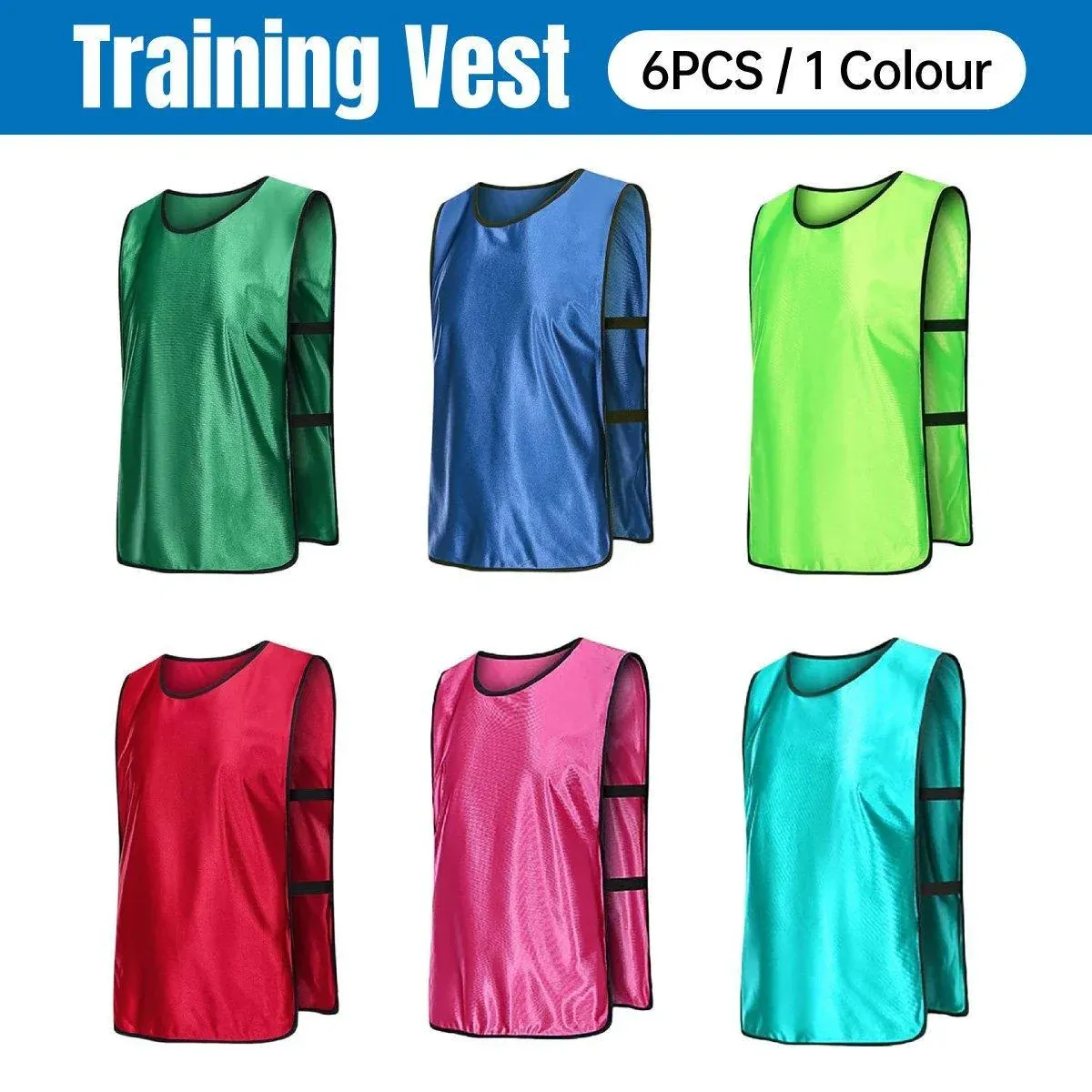 6X Sports Training Bibs Soccer Vests Group Team Bibs Basketball Cricket Football - Lake Blue-S โ image 2