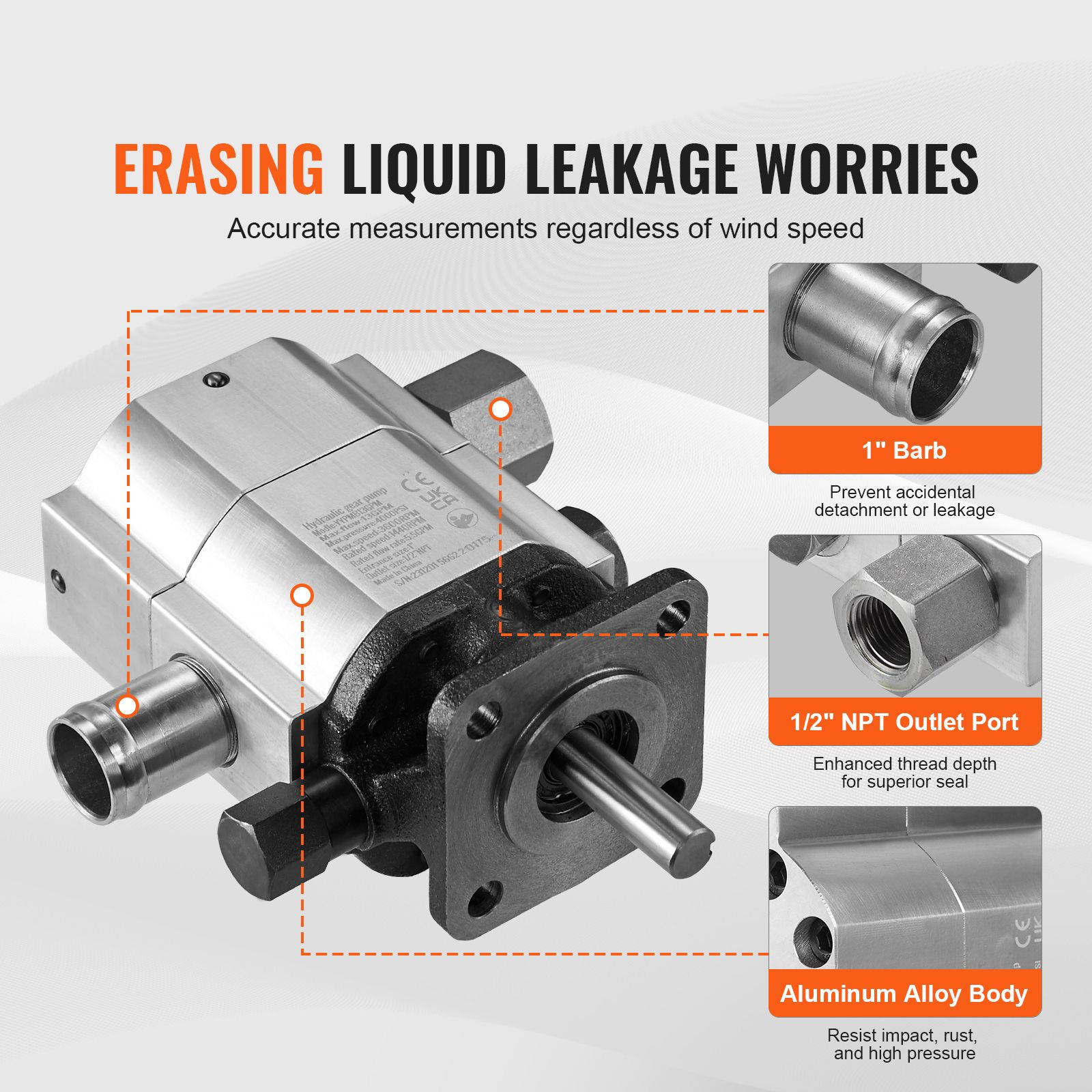 Hydraulic Wood Log Splitter Pump Kit, 13 GPM, 2 Stage 4000 PSI Aluminum Hydraulic Gear Pump, with Coupling Installation Base 1/2'' NPT Outlet 3600 RPM, for โ image 3