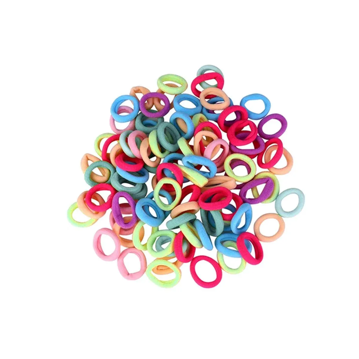 100PCS Colorful Elastic Hair Ties for Girl Ponytails High Stretch Hair Bands Set - Spring