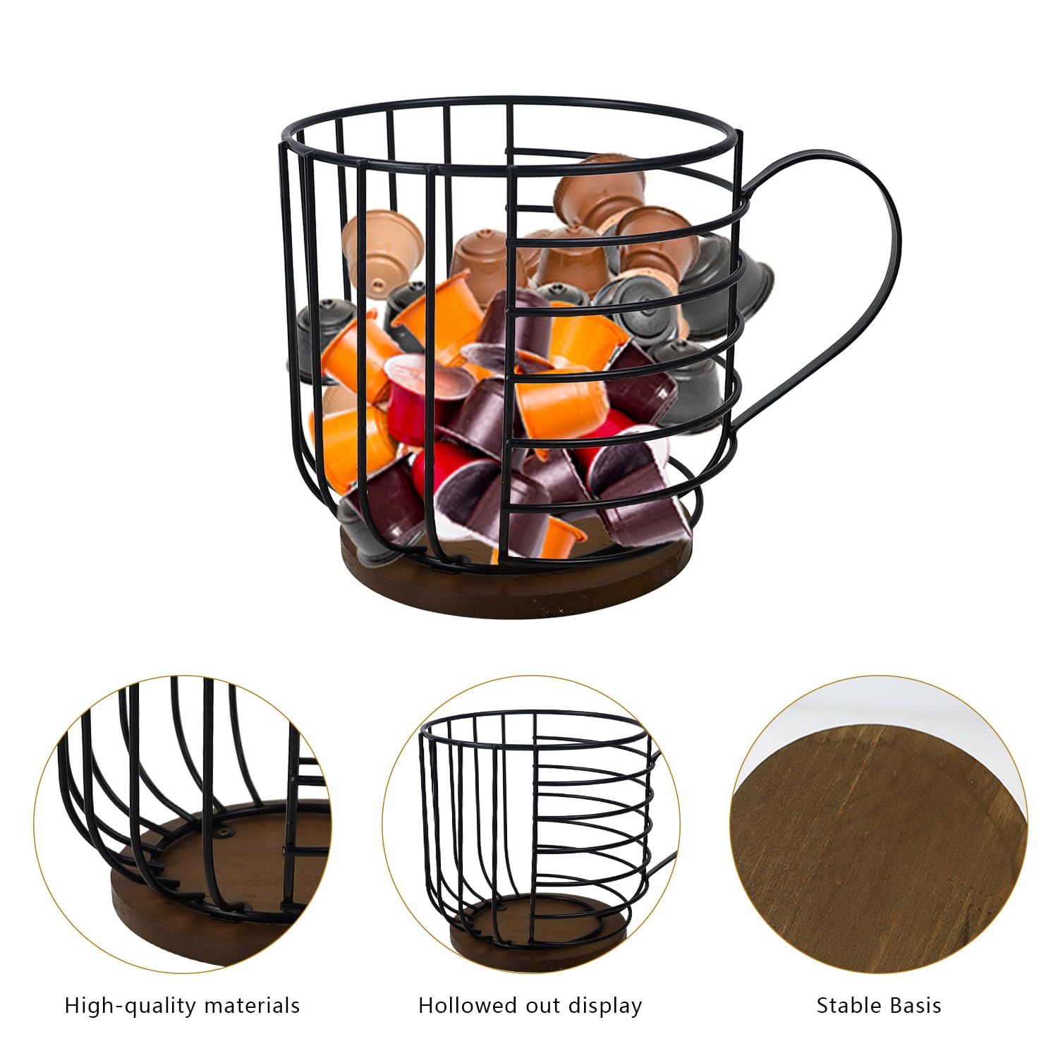 Coffee Pod Holder for K Cups, K Cup Holders for Counter, Mug Shape Coffee Pod Organizer, Coffee Pods Storage Basket (Large) โ image 3