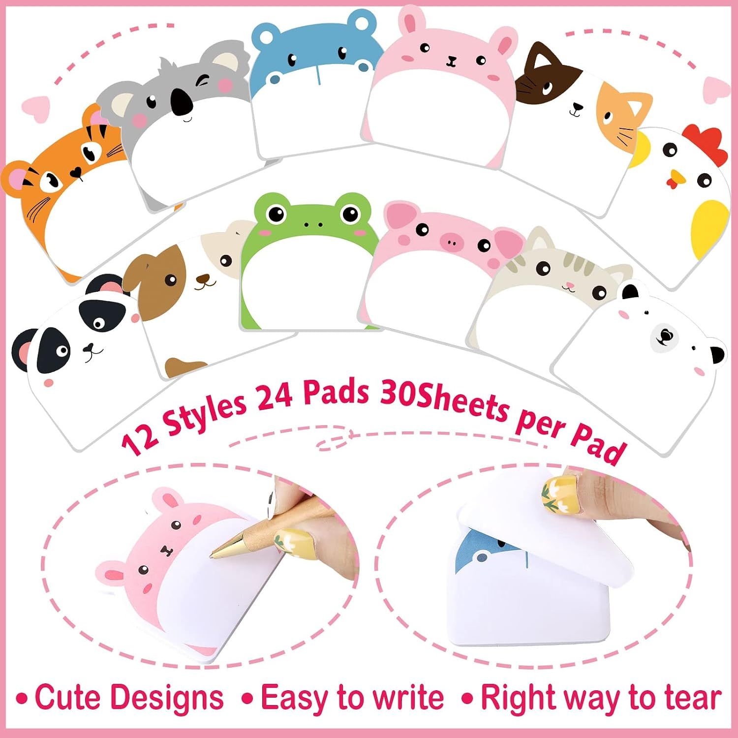 24 Piece Kawaii Animal Sticky Notes 720 Sheets โ image 3