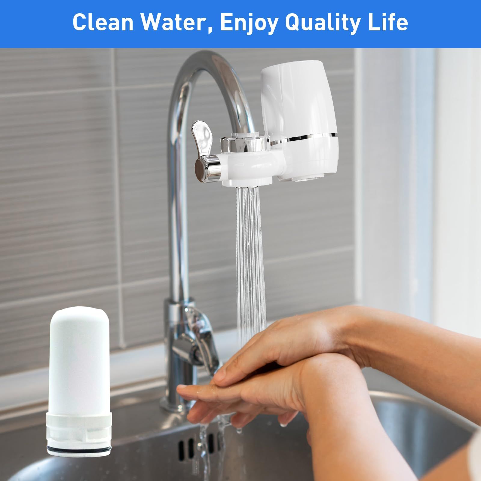 Faucet Filter, Water Filtration System, Faucet Filter for Kitchen Sink, tap Water Filter, Reduces Chlorine and Odor — image 5