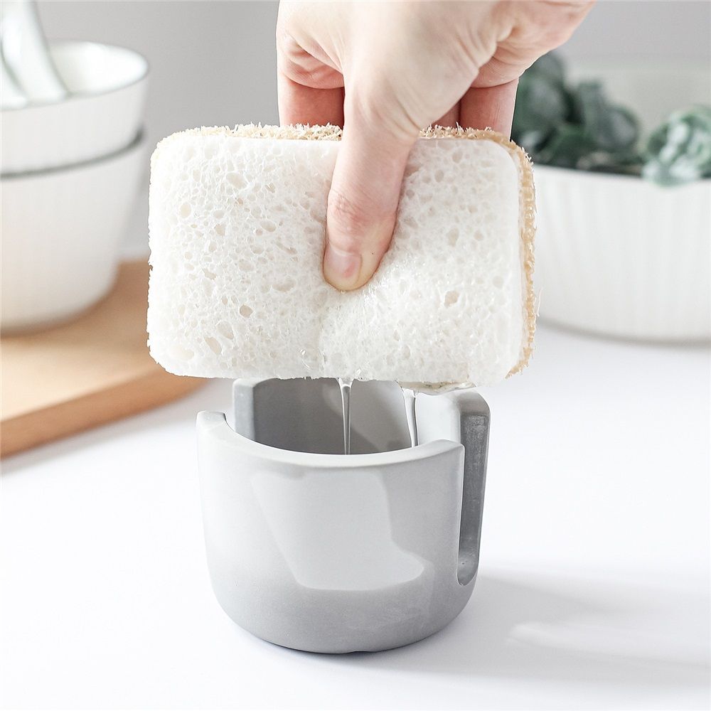Natural Sponge Holder for Kitchen Sink, Drying Rack, Compact Sink Caddy Organizer,Absorbent Face Sponge Stand (light gray) — image 2