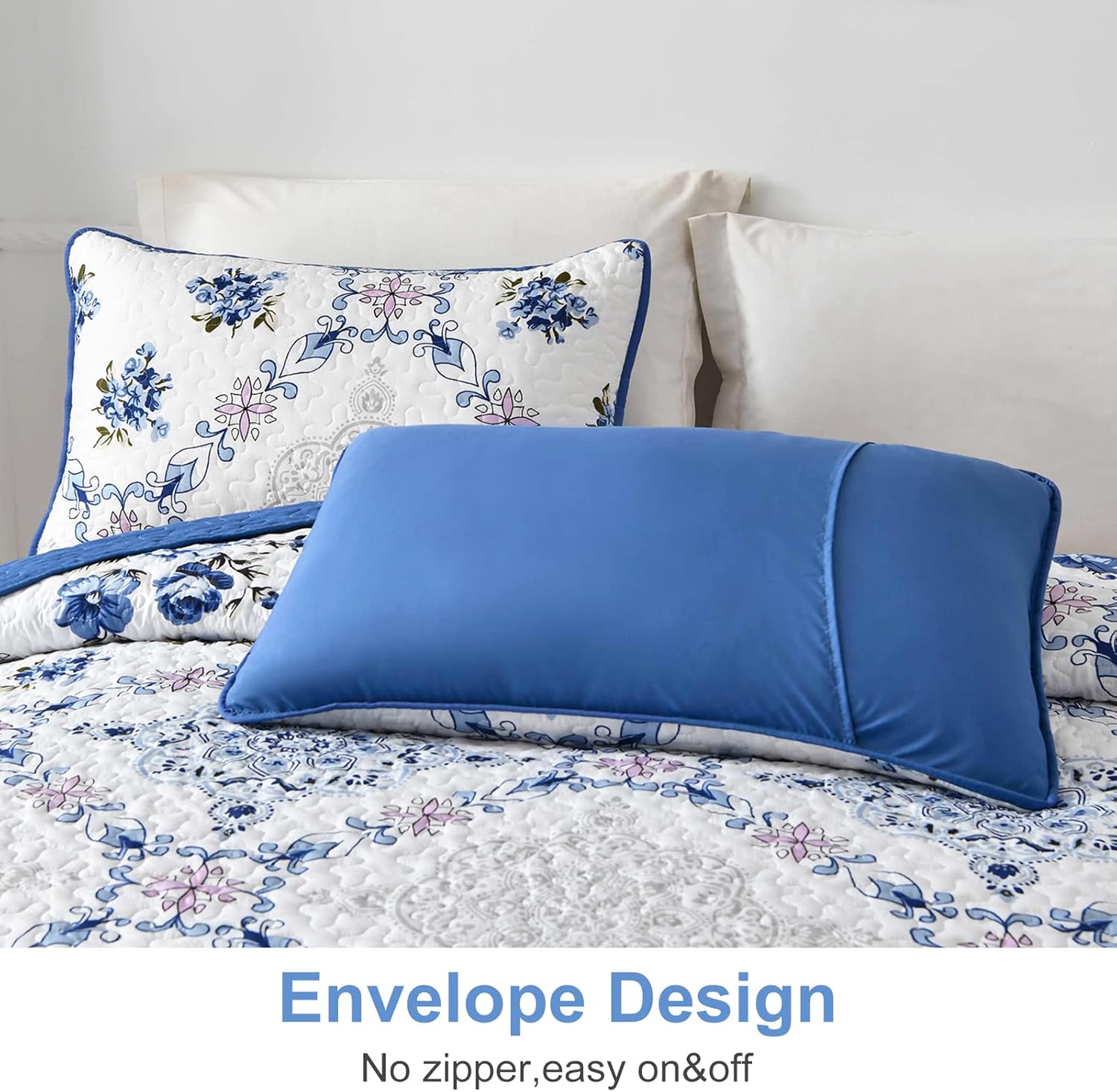 Rich white blue Elegant 3 Pc Bedspread & Pillow Cover Set โ image 6