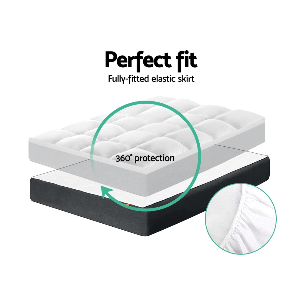 Giselle Bedding Pillowtop Mattress Topper 5cm Thick Pad for Back Pain Relief Washable Underlay Protector 1000GSM Microfibre Filling 45cm Deep Pocket Single โ image 6