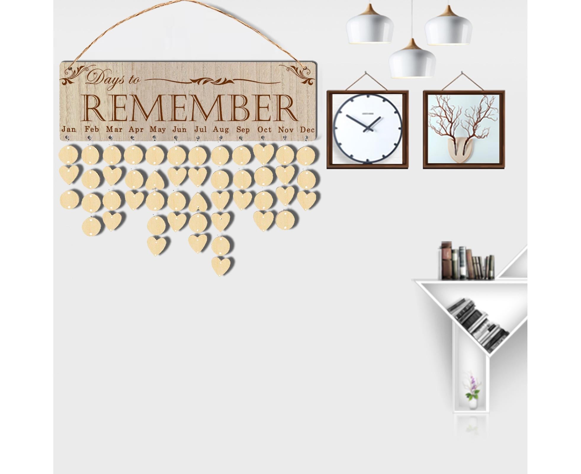 Wall Hanging Calendar Wooden Words Print Family Home Ornaments Office Decor- H โ image 4