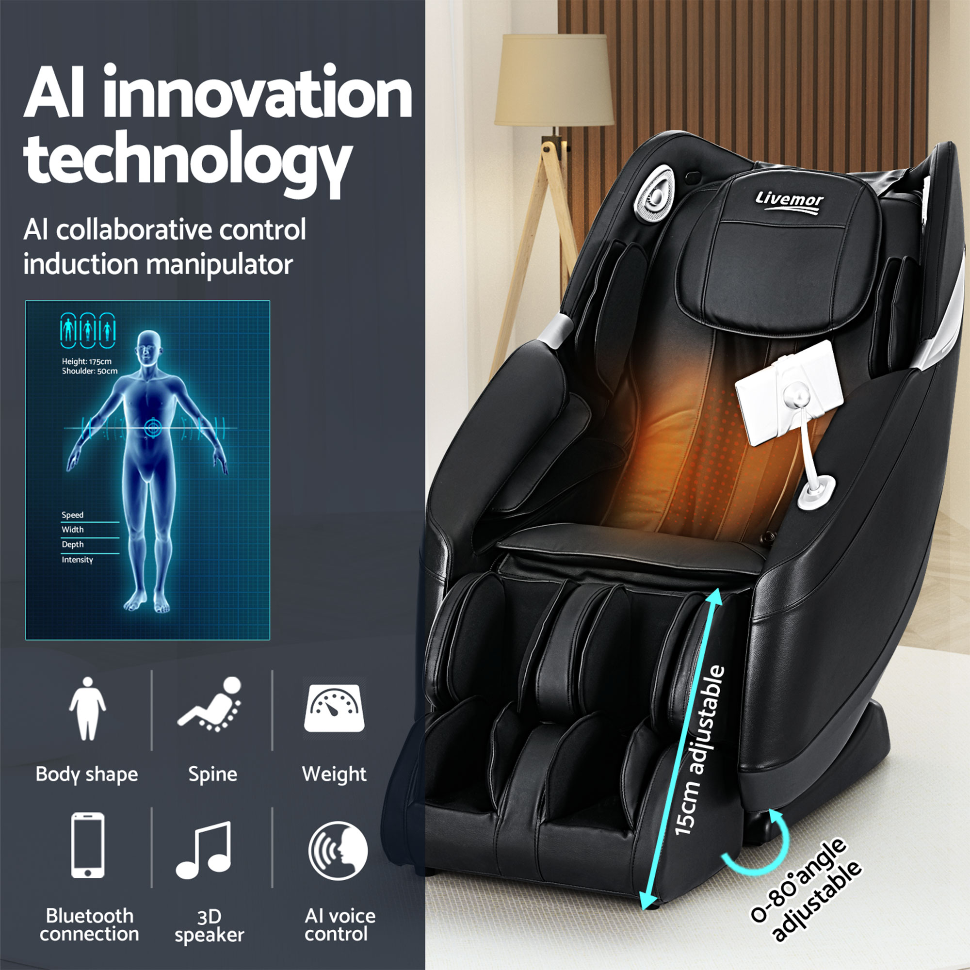 Livemor Massage Chair Electric Recliner Home 3D Massager Flynn โ image 5