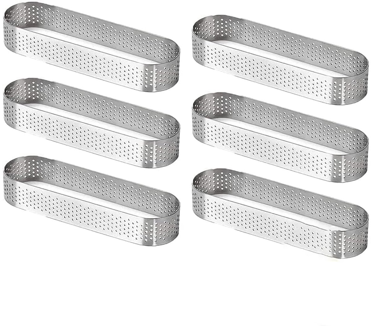Cake ring - 6 pieces - 0.8mm*13X4.5cm - Stainless steel - Cake tin - Mousse cake tin - Baking tin - For baking muffins, cakes, cookies