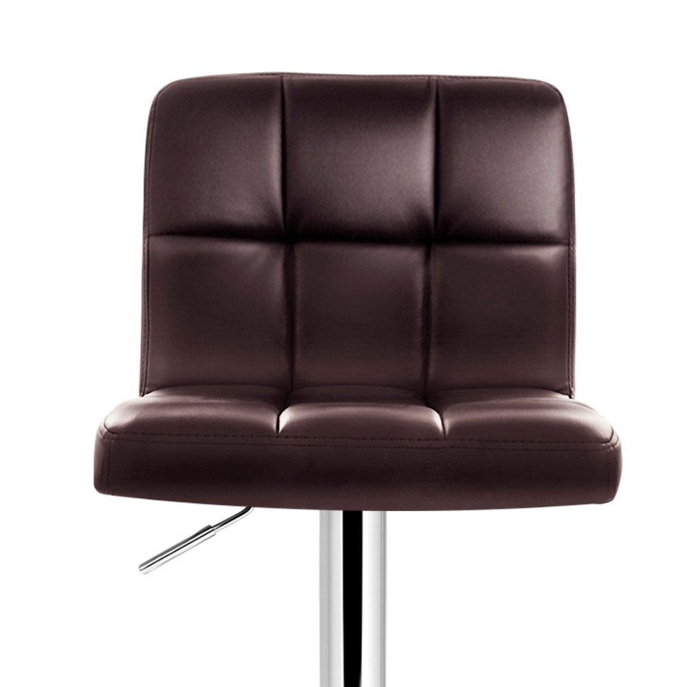 Artiss 2x Bar Stools Leather Gas Lift Brown โ image 3