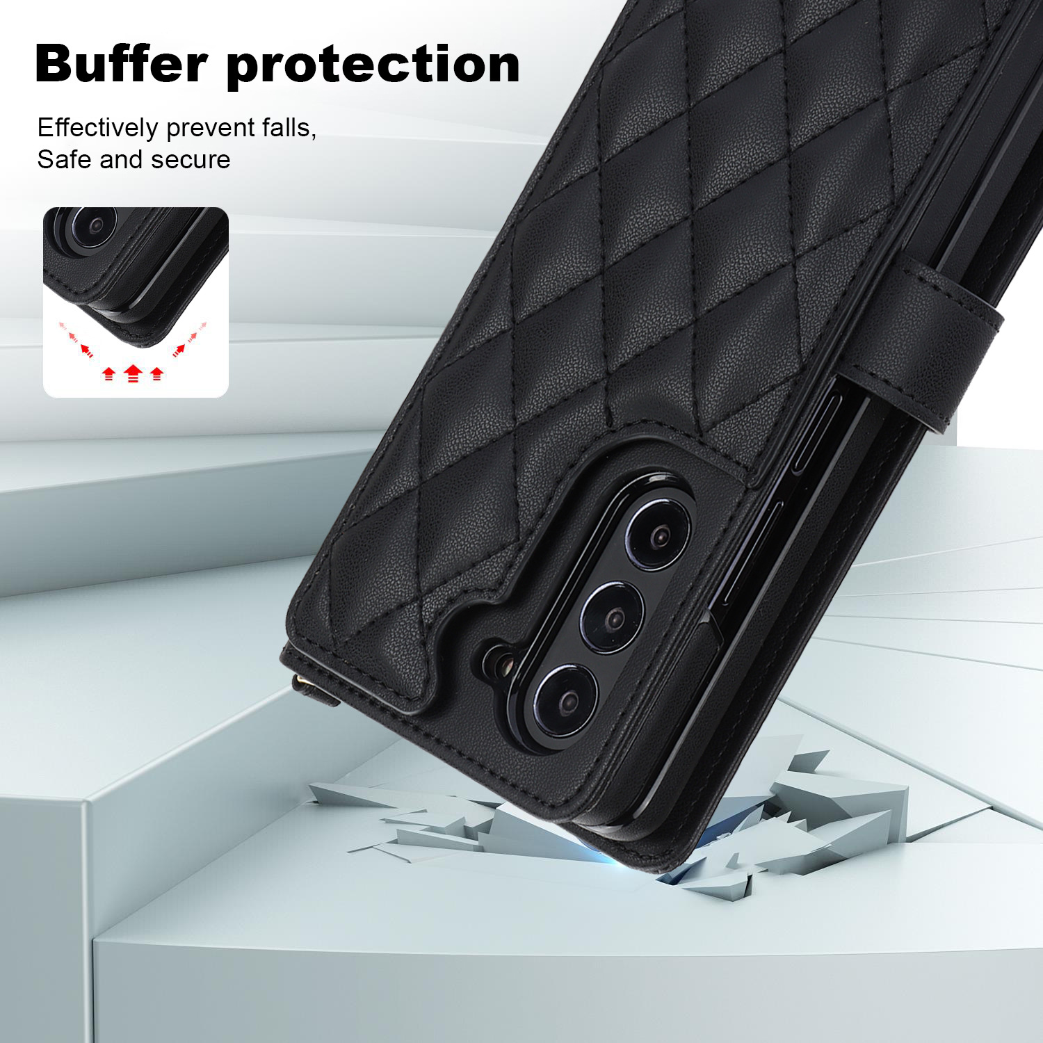 Galaxy Z Fold5 Multi-Functional Leather Wallet Case for Samsung Z Fold Series - Crossbody with Pen Slot, Quilted Design Pen Not Included โ image 6