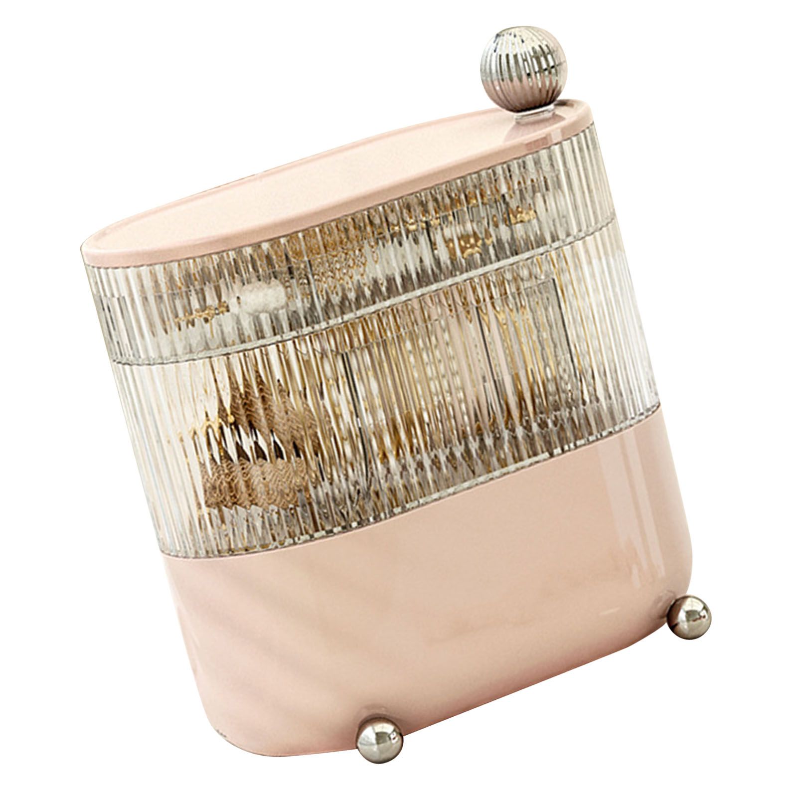 Desktop Storage Box 3 Tier Rotating Divided Organizer for Jewelry Data Cable Cosmetic Cream Pink โ image 4