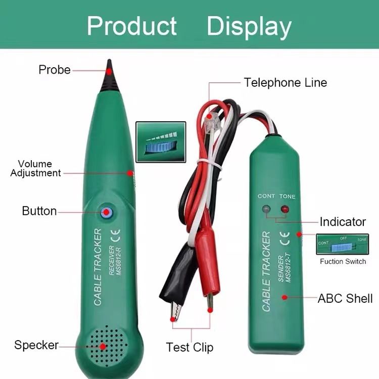 Cable Tracker Wire Tracer Tracker Telephone Tone Generator Line Toner Tester for Network Telephone Line Continuity Tester — image 3