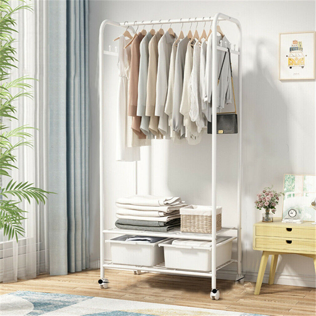 2Tier Rolling Free-Standing Clothing Garment Rack Closet Organizer Open Wardrobe — image 2