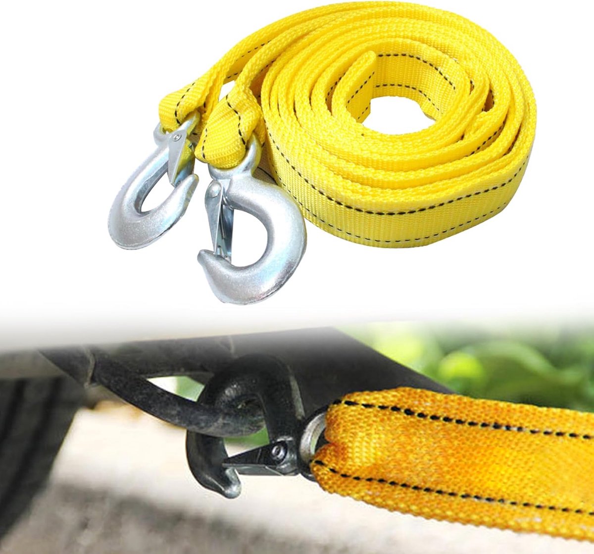 Tow rope Tow strap Tow rope car - 4 m 5000KG - nylon and steel - yellow โ image 5