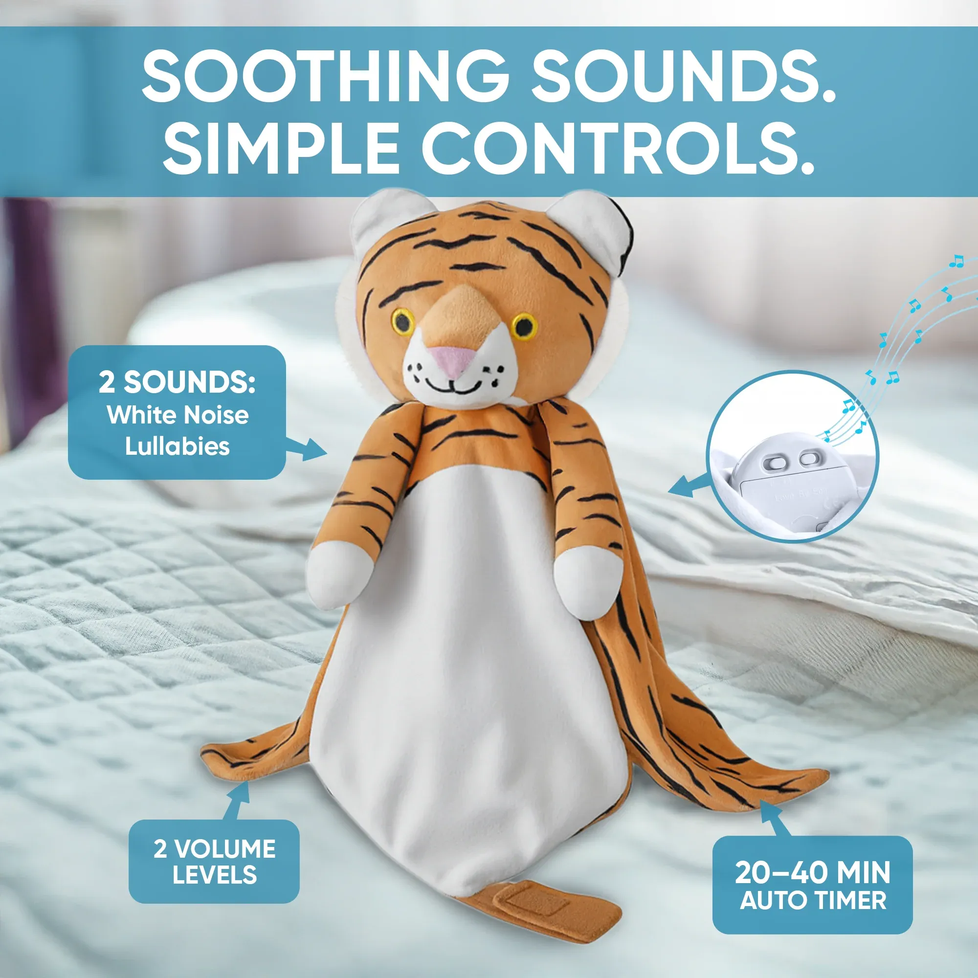 Indi the Tiger - White Noise & Lullaby Comforter — image 3