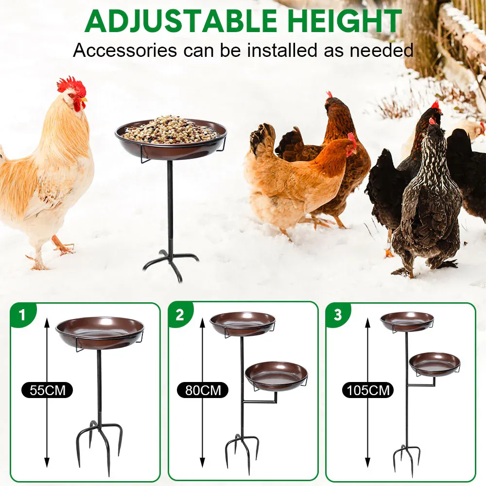 Bird Bath and Feeder Double 12Inch Bowls Metal Bird Feeder Birdbaths Freestanding Bird Bath Stand with Stakes for Garden Outdoors Decor Large Capacity โ image 3