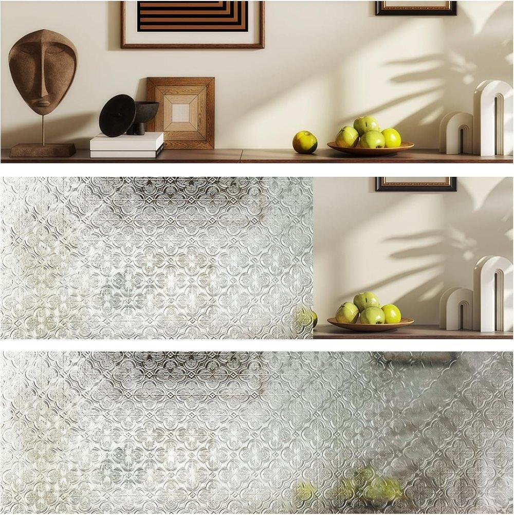3D Window Film Self-Adhesive Privacy UV Heat Protection Decorative Reusable for Bathroom Home and Glass, 45cmx3m — image 4