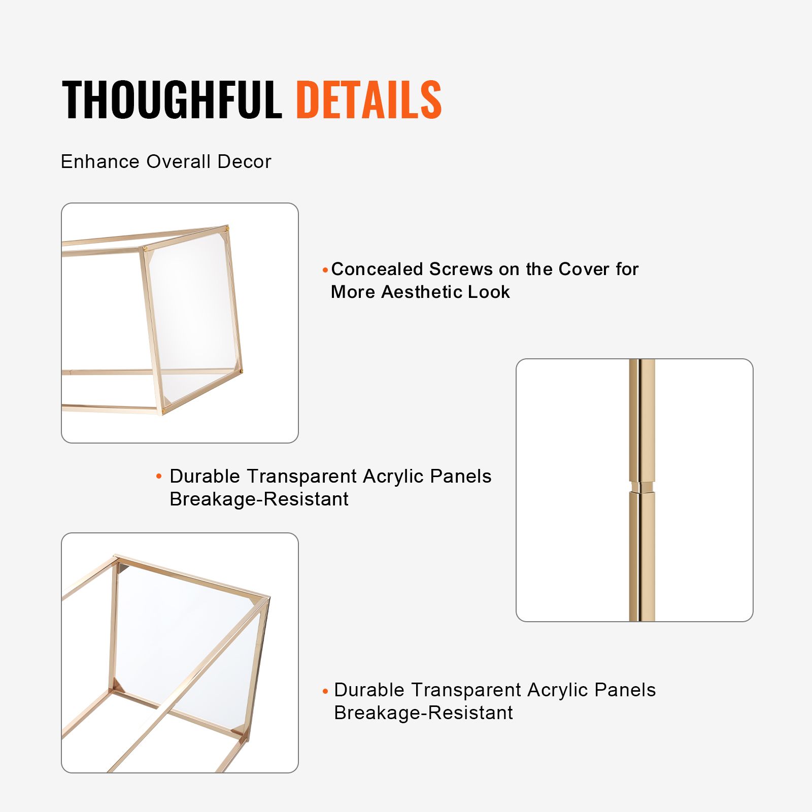 10PCS 31.5inch/80cm High Wedding Flower Stand, With Acrylic Laminate,Metal Vase Column Geometric Centerpiece Stands, Gold Rectangular Floral Display Rack for โ image 4