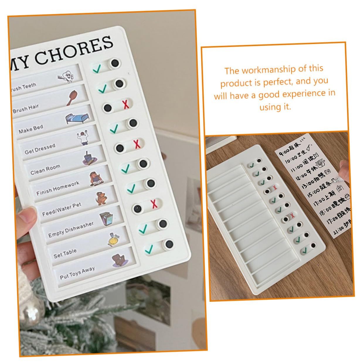 2pcs Behavior Chart Convenient Chore Chart Time Manage Planner Chore Chart for Adults Memo Planning Board Multi-Functional — image 3