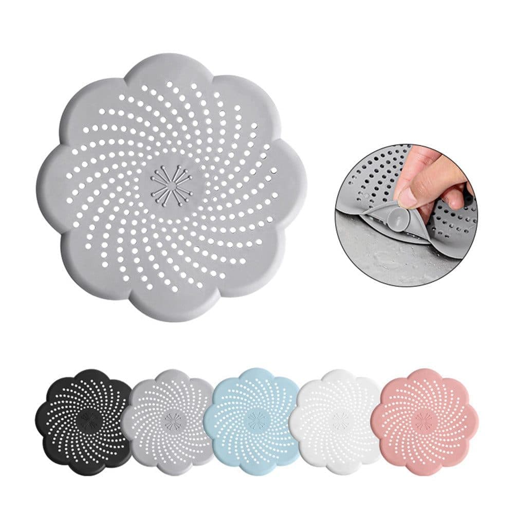 5-Pack Silicone Hair Trap Filter for Drain & Sink, Collects Debris and Food Residue