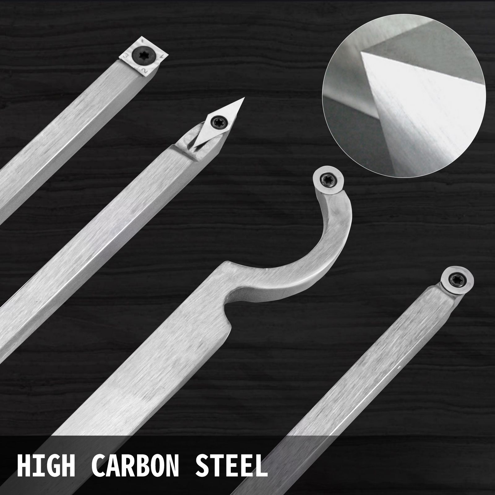 Wood Turning Tools for Lathe 4 PCS Set, Carbide Lathe Tools with Diamond Shape, Round, Square Cutters, Turning Lathe Chisels with Comfortable Grip Handles — image 3