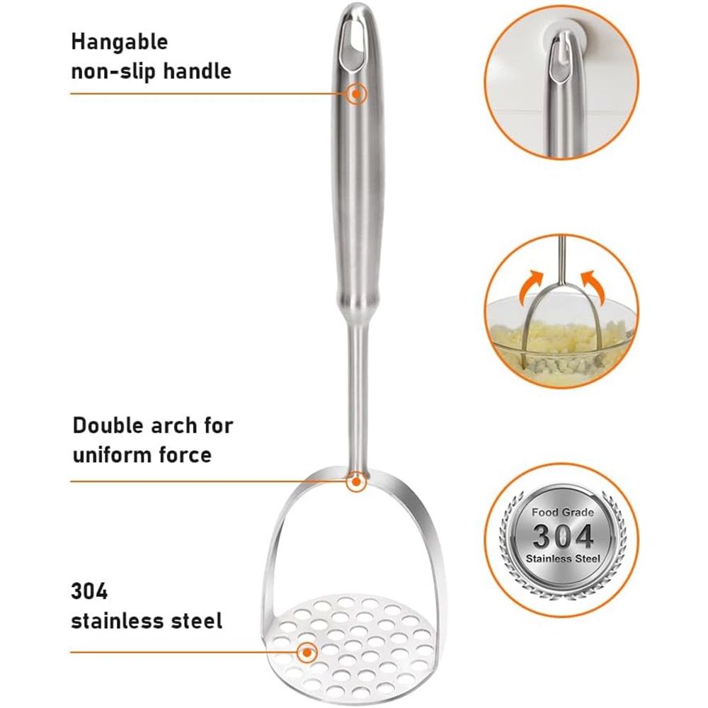 Potato Masher, Dual Arc for Easy, Labor-Saving Mashing, 304 Stainless Steel, Sturdy and Durable One-Piece Potato Press, Dishwasher Safe, for Potatoes and More — image 2