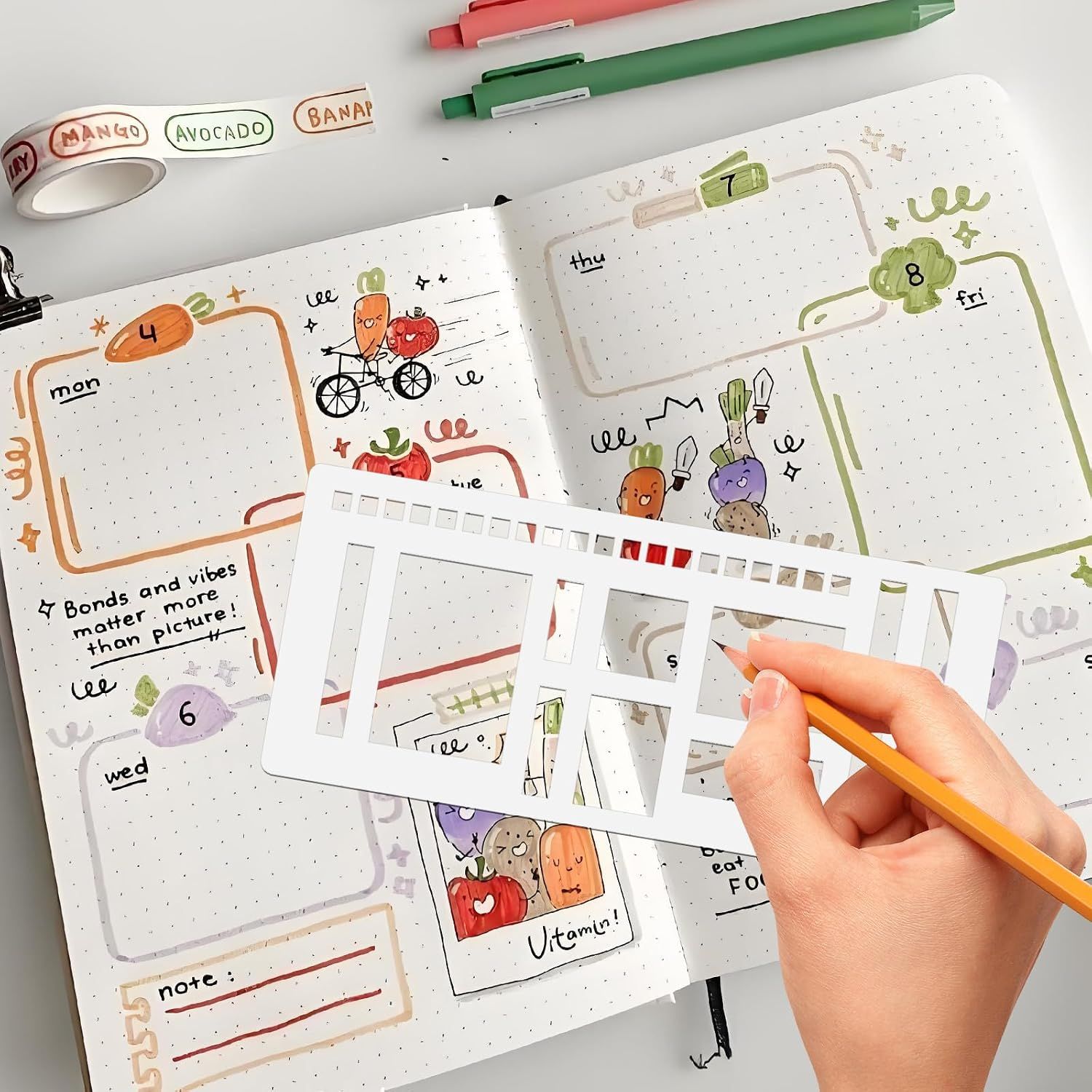 3 Pack Journal Stencil Set, Reusable Planner Stencils Templates Create Custom Weekly and Monthly Layouts for Dot Grid Journals โ image 6