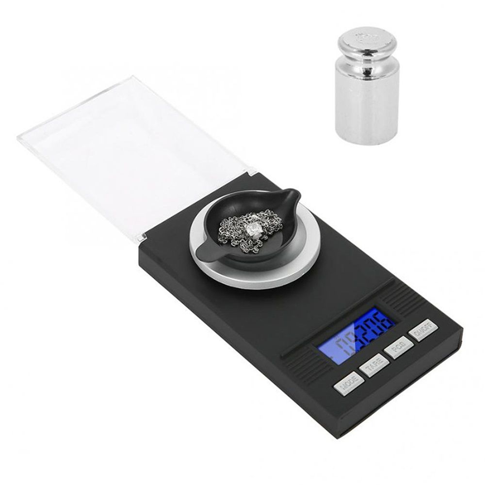 Digital Milligram Jewelry, LED Digital Display Mini Portable High Precision 0.001g Pocket Jewelry with Calibration Weights Tweezers and Weighing Pans — image 3