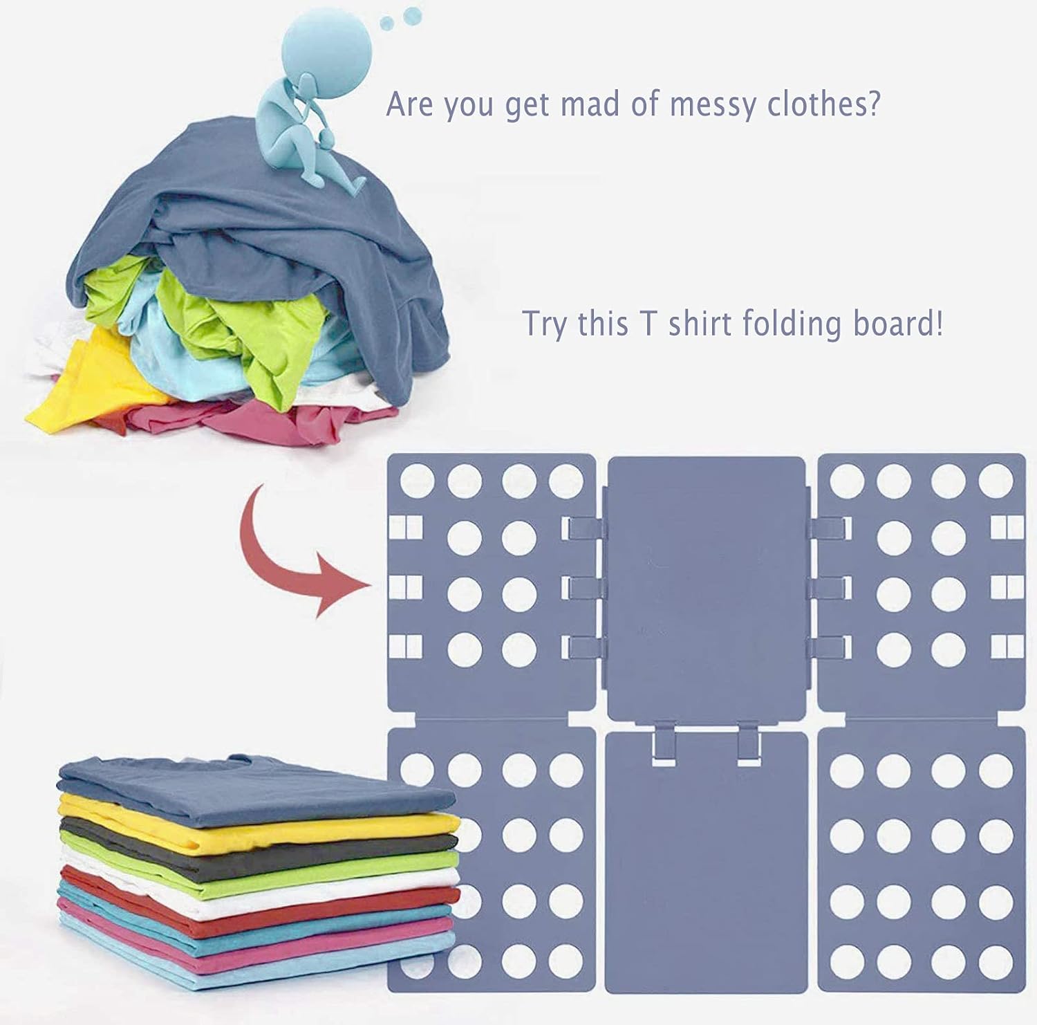 Shirt Folding Board, 27.56 × 22.44 T Shirt Folder, Easy and Fast Flip Fold Clothes Folding Board, Durable Plastic Laundry Folders Collapsible Liner for Easy — image 2