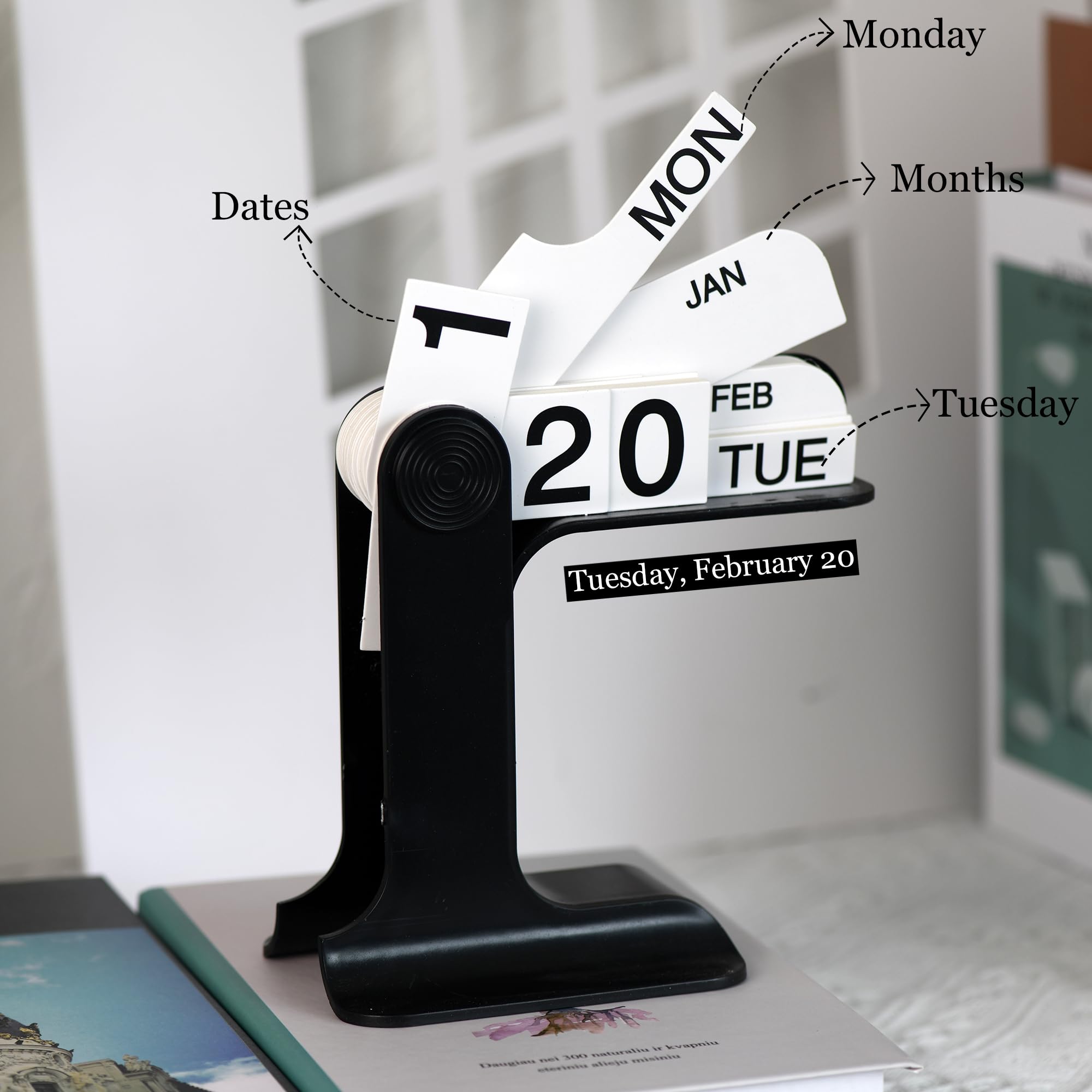 1 Piece Perpetual Desk Calendar with Retro Date Display for Home Offices, Study Desks and Everyday Decorative Organisation, White — image 4