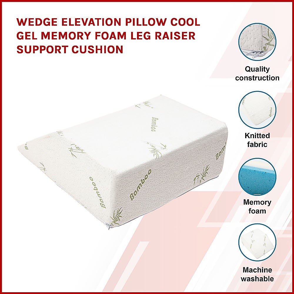 Cool Gel Memory Foam Wedge Pillow with Bamboo Cover for Bed & Lounge Comfort โ image 3