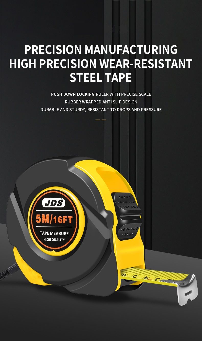 5M Heavy Duty Steel Tape Measure - Metric & Imperial Dual Scale - High Carbon Steel Blade, Anti-Slip ABS+TPR Casing, Push-Button Lock, Wear-Resistant for — image 2