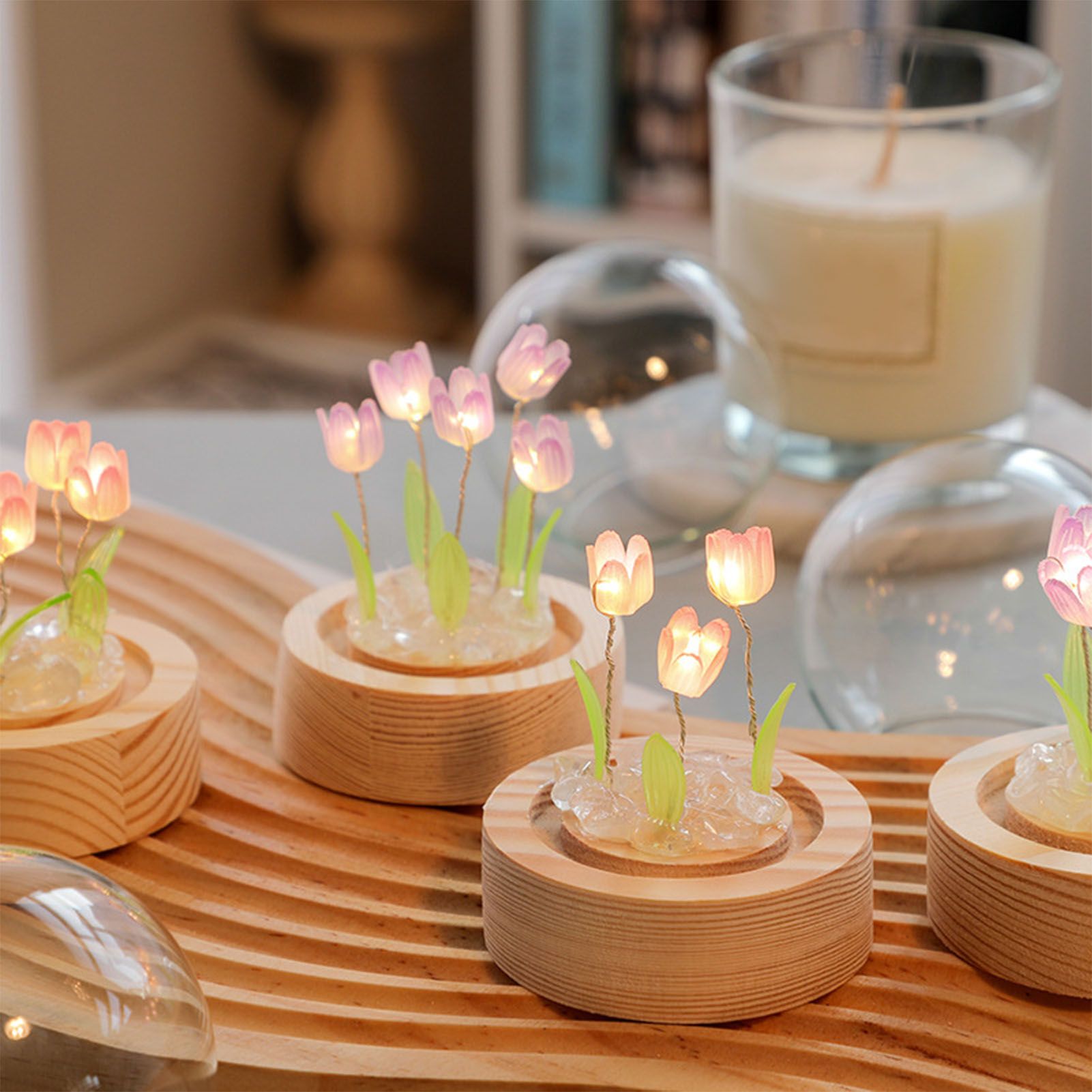 Flower Night Light Tulip Night Lamp Home Decoration Night Light Bedside Light for Office Bedroom Purple โ image 6
