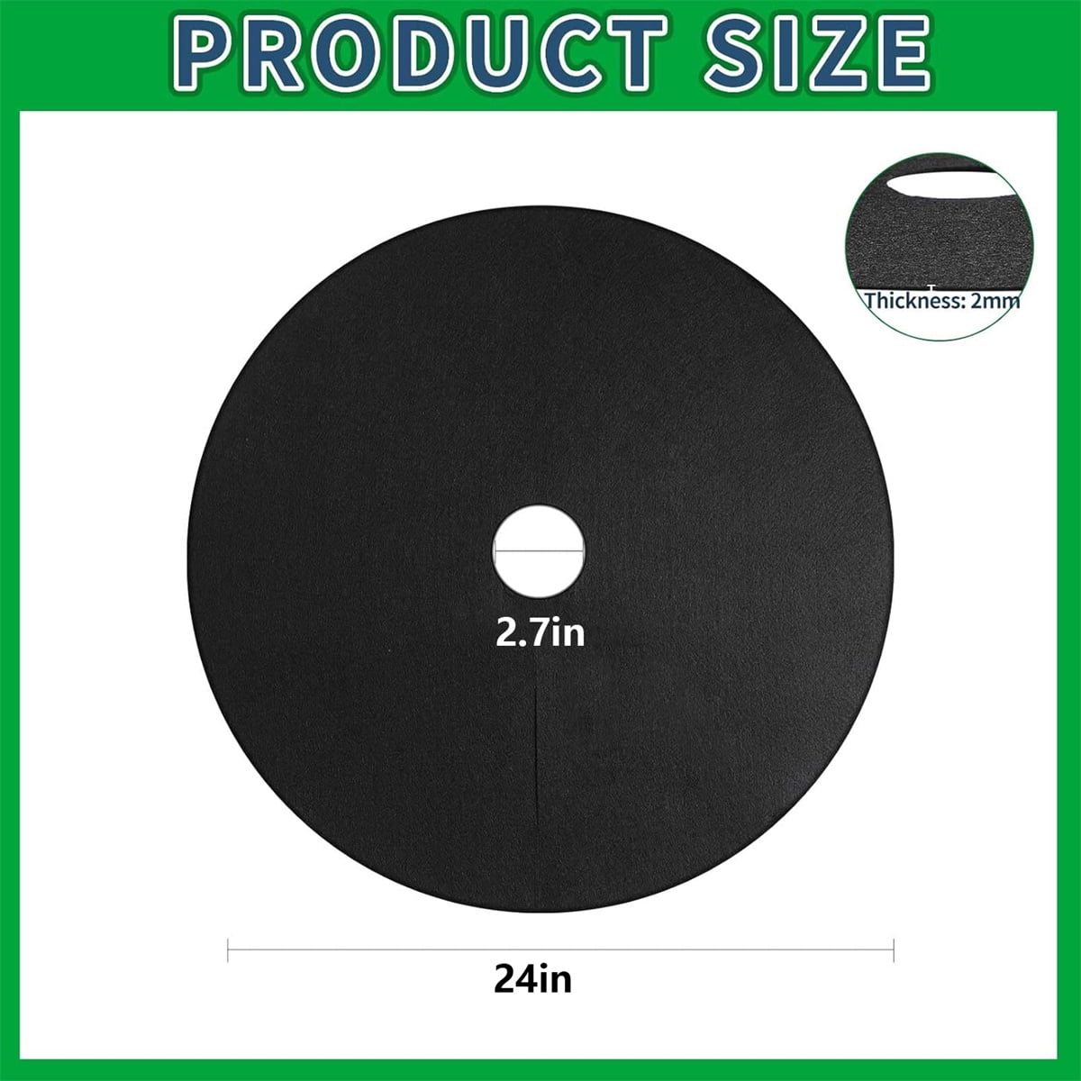 Non Woven Tree Ring, 24.4 inches Round Tree Base Weed Barrier Fabric Cover, Degradable and Reusable Tree Mulch Ring for Landscaping Weed Control, Root — image 2