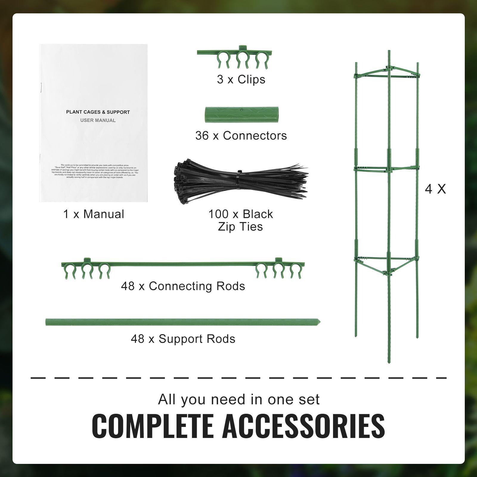 4 Packs Tomato Cages for Garden 1620 mm Tomato Plant Stakes Support Cage — image 5