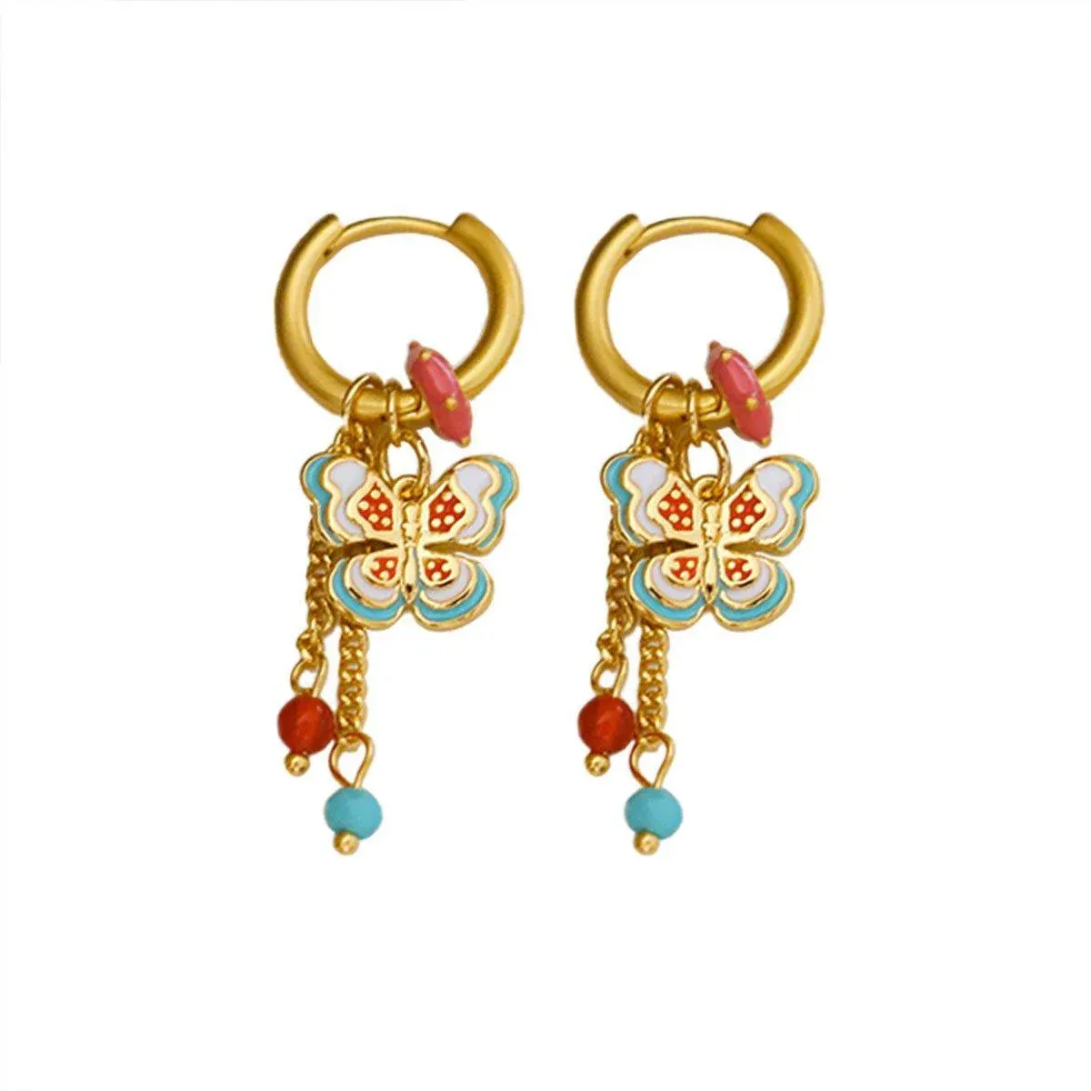 New Chinese Style Butterfly Earrings Fringe Colourful Simple Design Jewelry — image 2