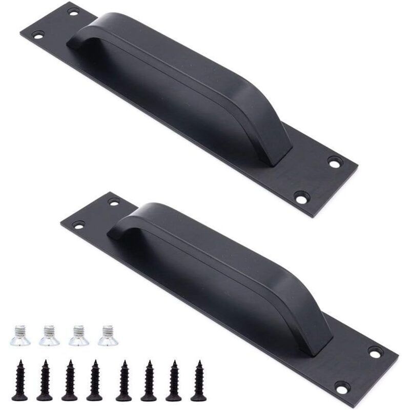 2 Pack Sliding Door Handle, Aluminum Alloy Cabinet and Cupboard Handle, Black, 20 x 4 cm