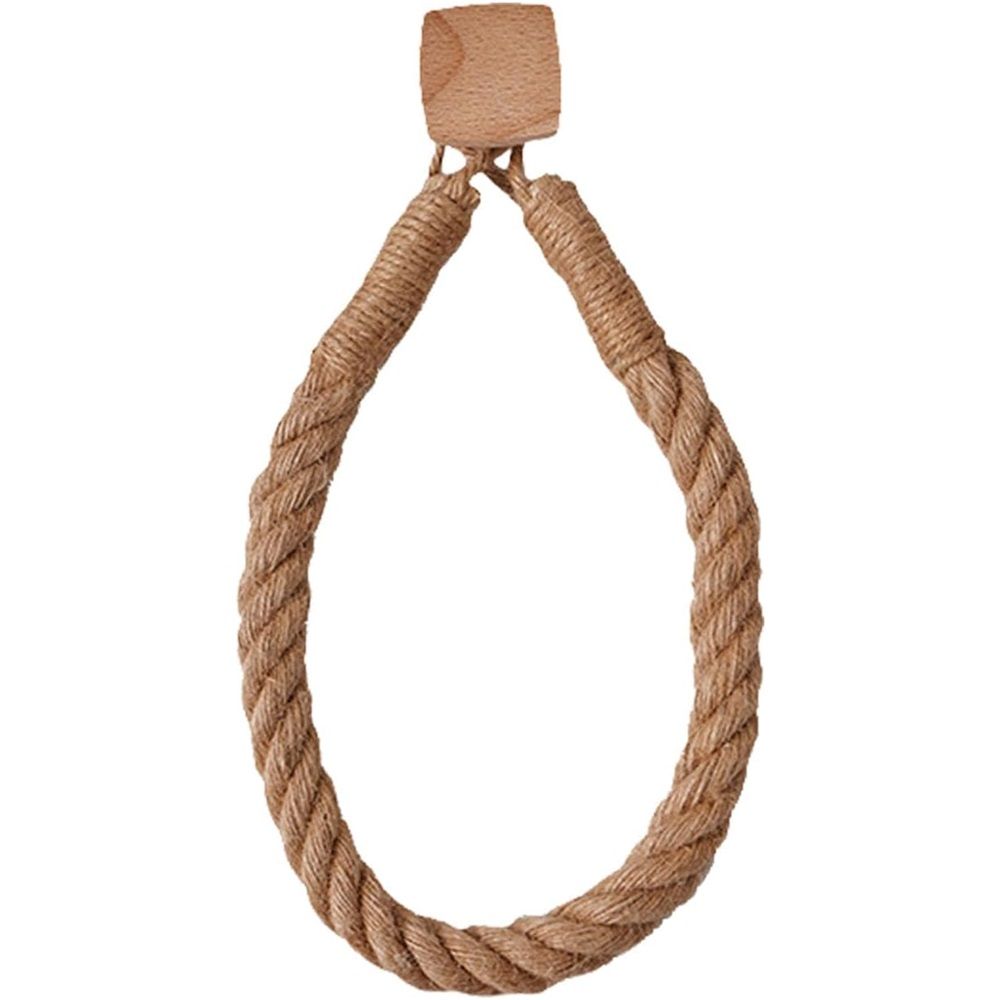 2 Pcs Natural Fiber Rope and Wood Roll Holder NonDrill Design Tissue Storage and Towel Shelf for Rental Homes (square)