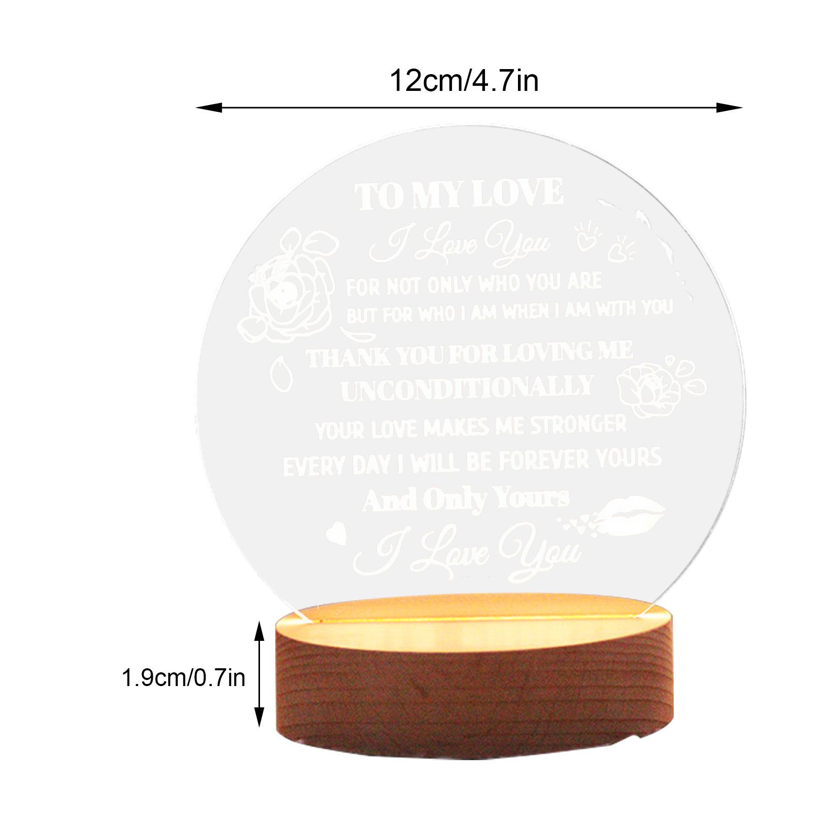Decorative Night Light Acrylic Plate Wooden Base Warm Light Lamp for Bedroom Study Room — image 2