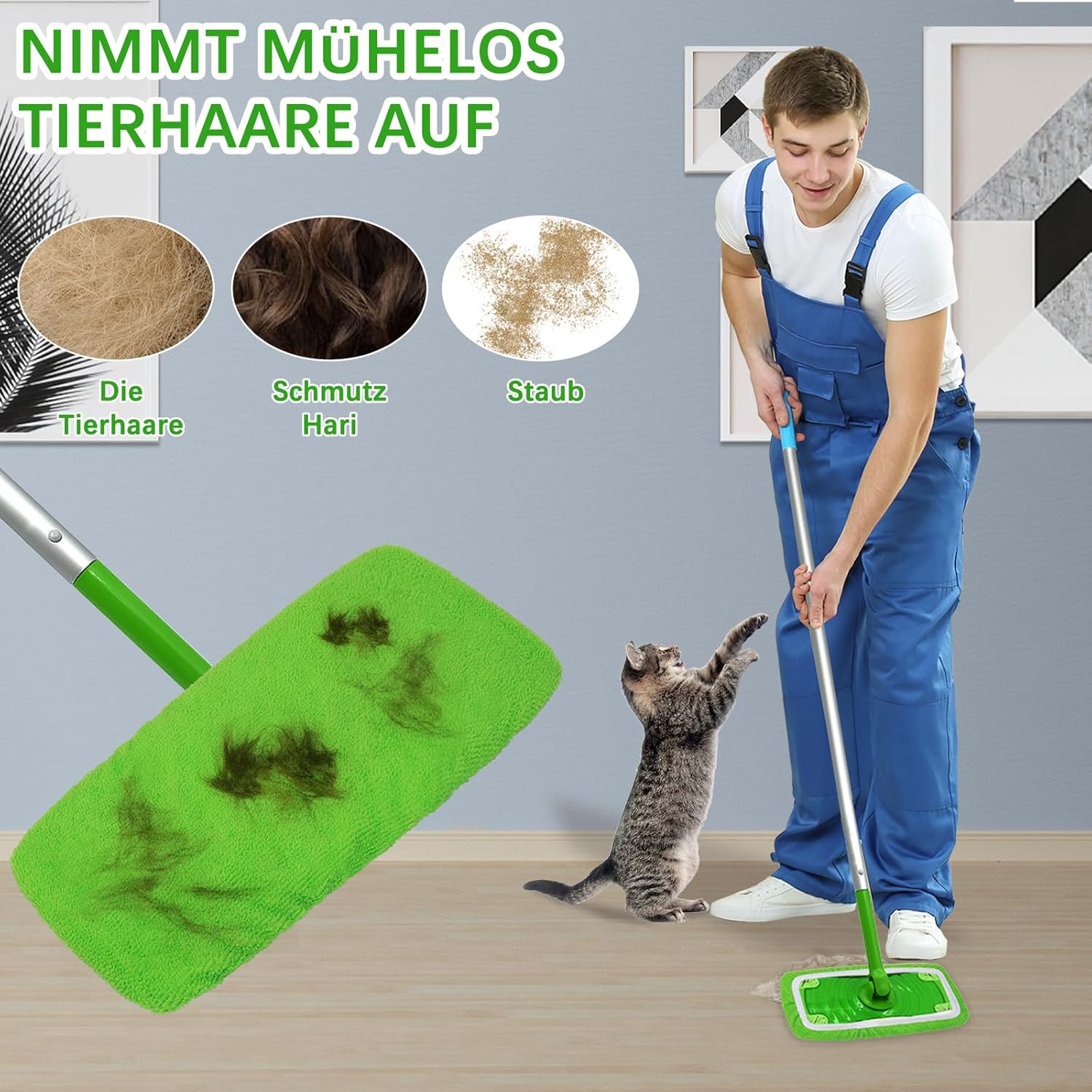 8Pcs Reusable Mop Pads Compatible with Swiffer Sweeper Mop, Dry Sweeping Cloths, Washable Microfiber Wet Mop Pads Refill for Household Cleaning โ image 6