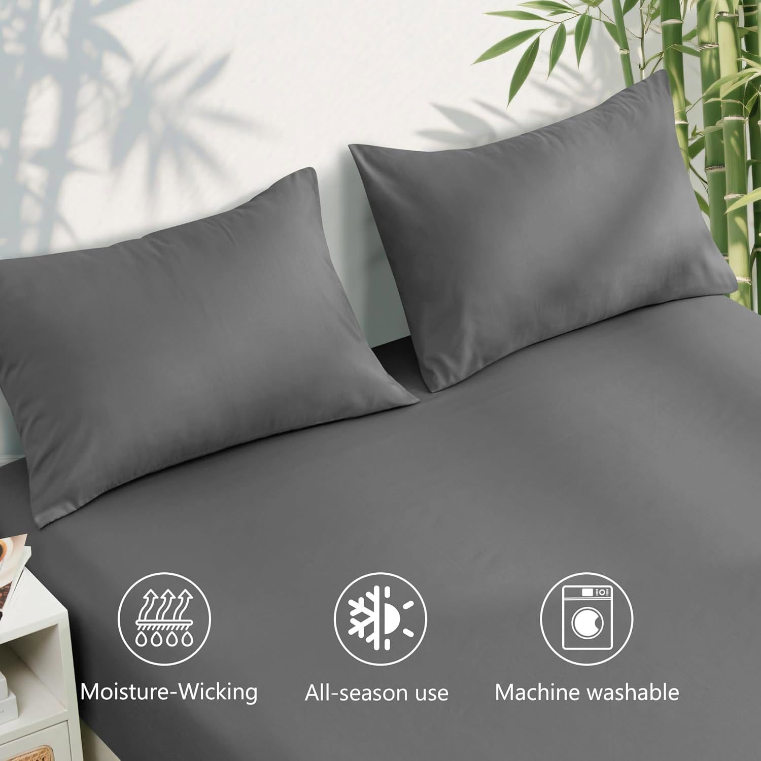 4 Piece Ultra Soft Bamboo Breathable Sheet Set -Hotel 2000TC Breathable Bed Sheets Set with 37 Centimetre Deep Pocket-Breathable Sheets for Hot — image 3