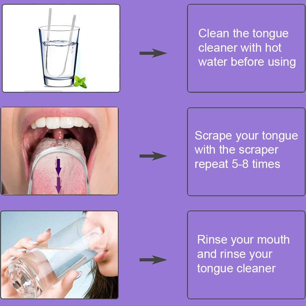 Tongue scraper - Stainless steel tongue cleaner - Freshens breath - Restores taste - Pack of 2 — image 3