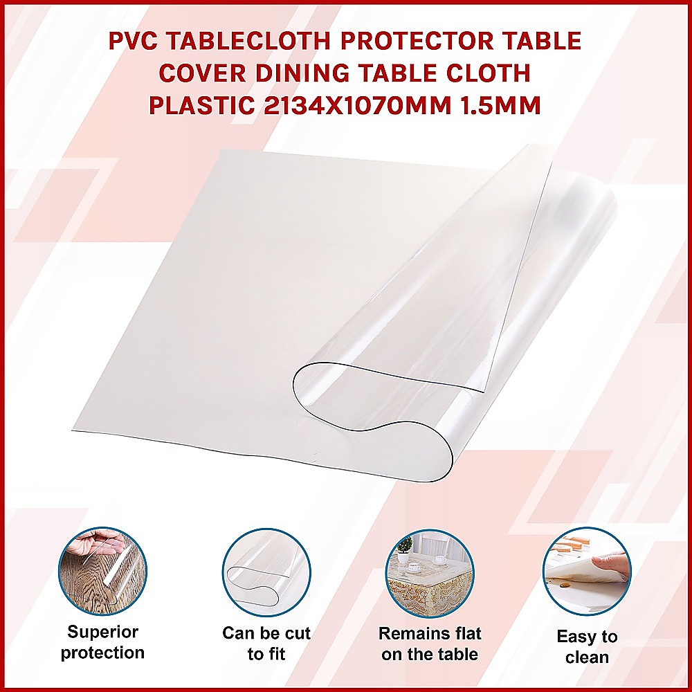 PVC Tablecloth Protector Table Cover Dining Table Cloth Plastic 2134x1070mm 1.5mm — image 3