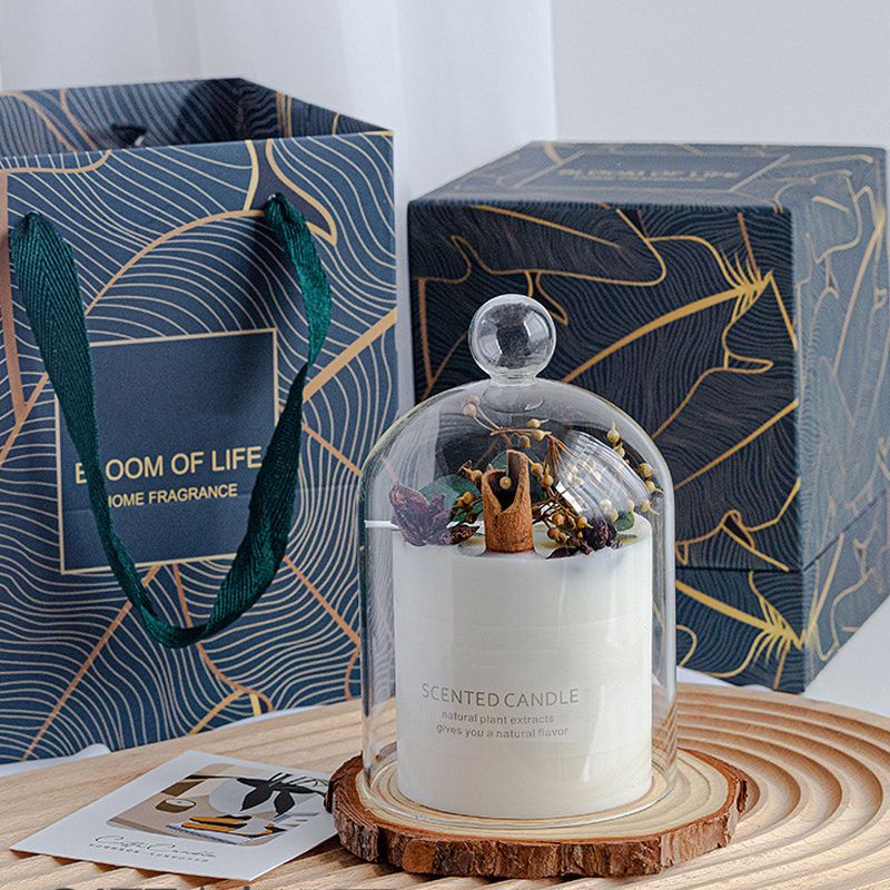 Scented Candle Soy Wax Dry Flower Glass Cover Wood Mat Aromatherapy Candle for Home Decoration Birthday Gift Type 2 โ image 5