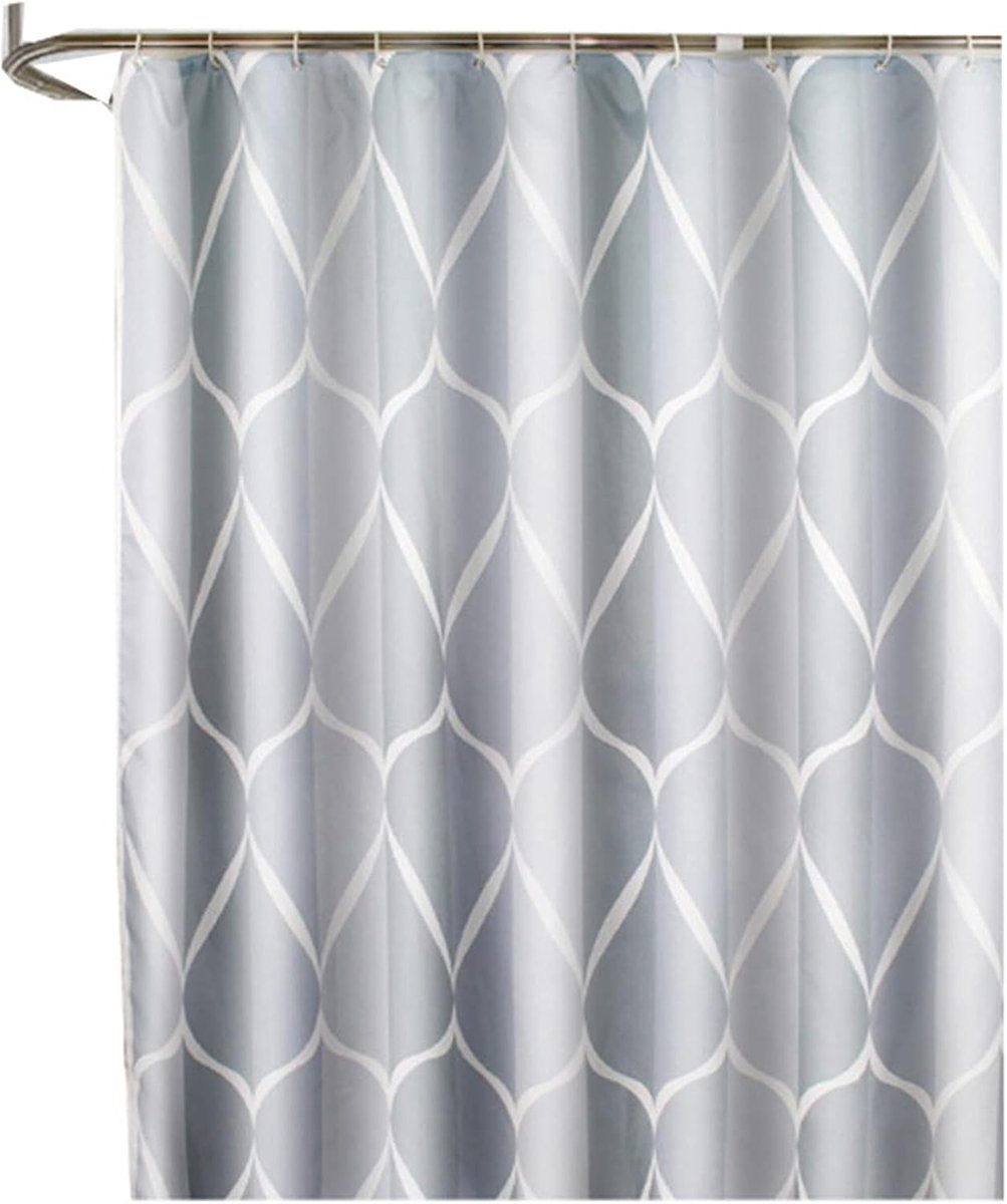 Anti-Mold Shower Curtain - Waterproof - 120 × 180 Cm - Waterproof Washable Anti-Mold Polyester Shower Curtains - Grey - With 8 Shower Curtain Hooks