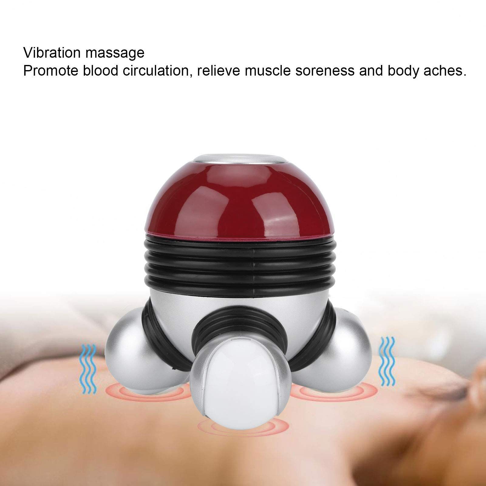 Mini Portable Hand Held Body Vibrating Massager Electric Full Body Massager with LED Light Battery Operated Vibration Massage(Red) โ image 4