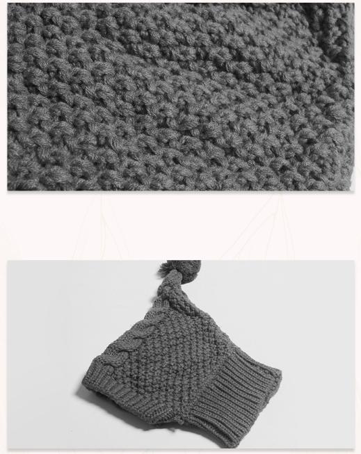 Size M Grey Whimsical Knit Dog Hat with Pom-Pom - Cozy Winter Pet Beanie & Snood — image 4