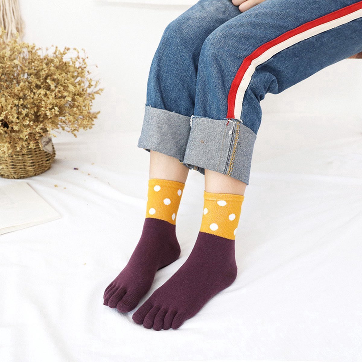 Toe Socks 5 Pairs - Toe Socks - Women's - Cotton - Yoga Socks - Smooth Toe Seam - Runner Toe Socks - Flip-flop Socks - Toe Socks - Toesocks - Ladies — image 5