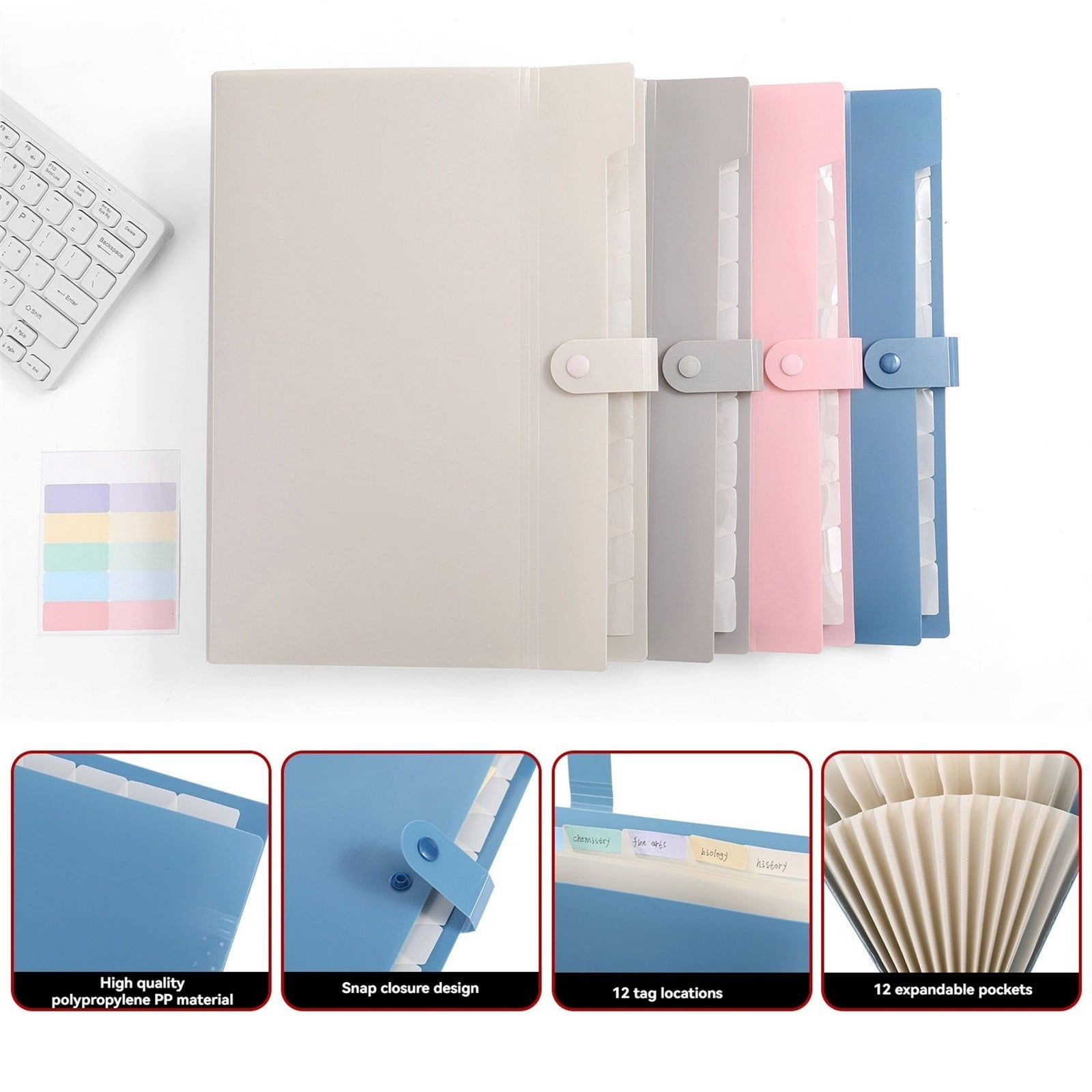 Expanding File Organizer with 8/12 Pockets Accordion File Folders with Labels Portable Document Paper Bill Receipt Organizer Home College Schǒ-ǒl Letter Size — image 5